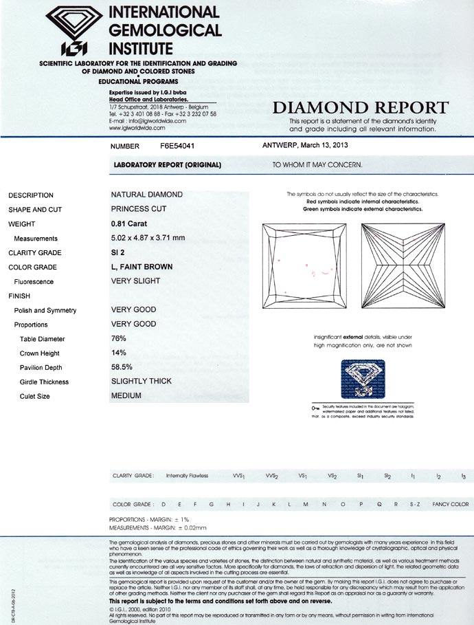 Foto 9 - Princess Cut Diamant 0,81Carat IGI Champagner Farbe SI2, D6687