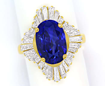 Foto 1 - Goldring 5,3ct blauer Traum Saphir, Trapez Diamanten, Q1970