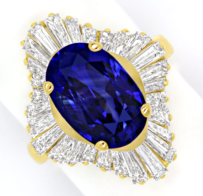 Foto 2 - Goldring 5,3ct blauer Traum Saphir, Trapez Diamanten, Q1970